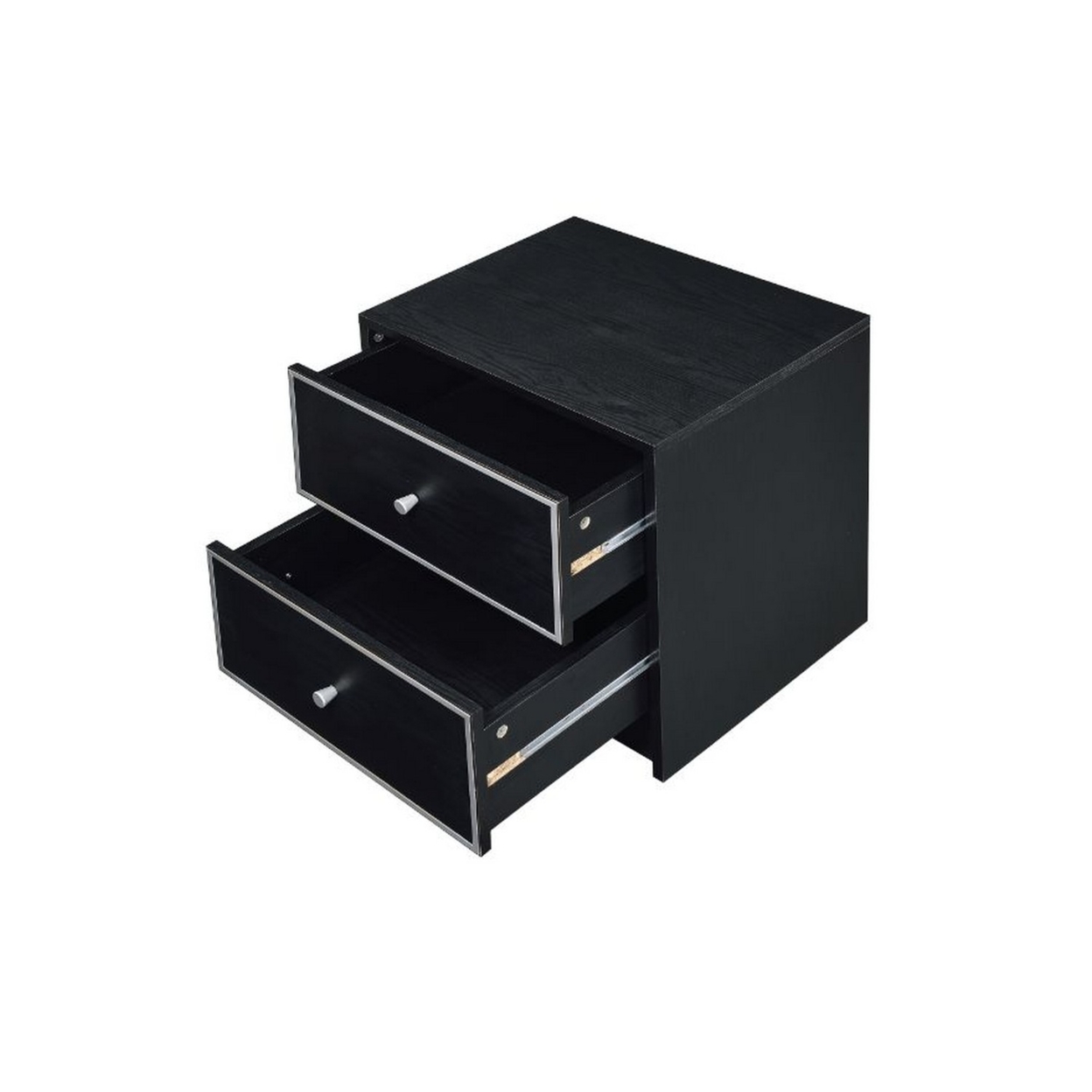 Accent Table With 2 Storage Drawers And Intricate Trimming, Black- Saltoro Sherpi