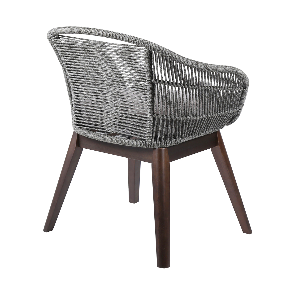 Indoor Outdoor Dining Chair With Fishbone Woven Curved Back, Gray- Saltoro Sherpi