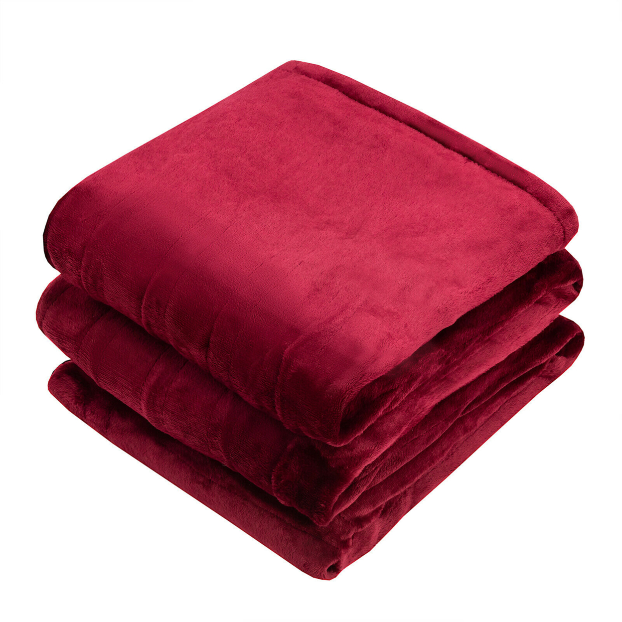 Gymax Flannel Electric Heated Blanket Throw W/ 8 Hours Auto Off Blue/Red - Red, 84'' X 62''