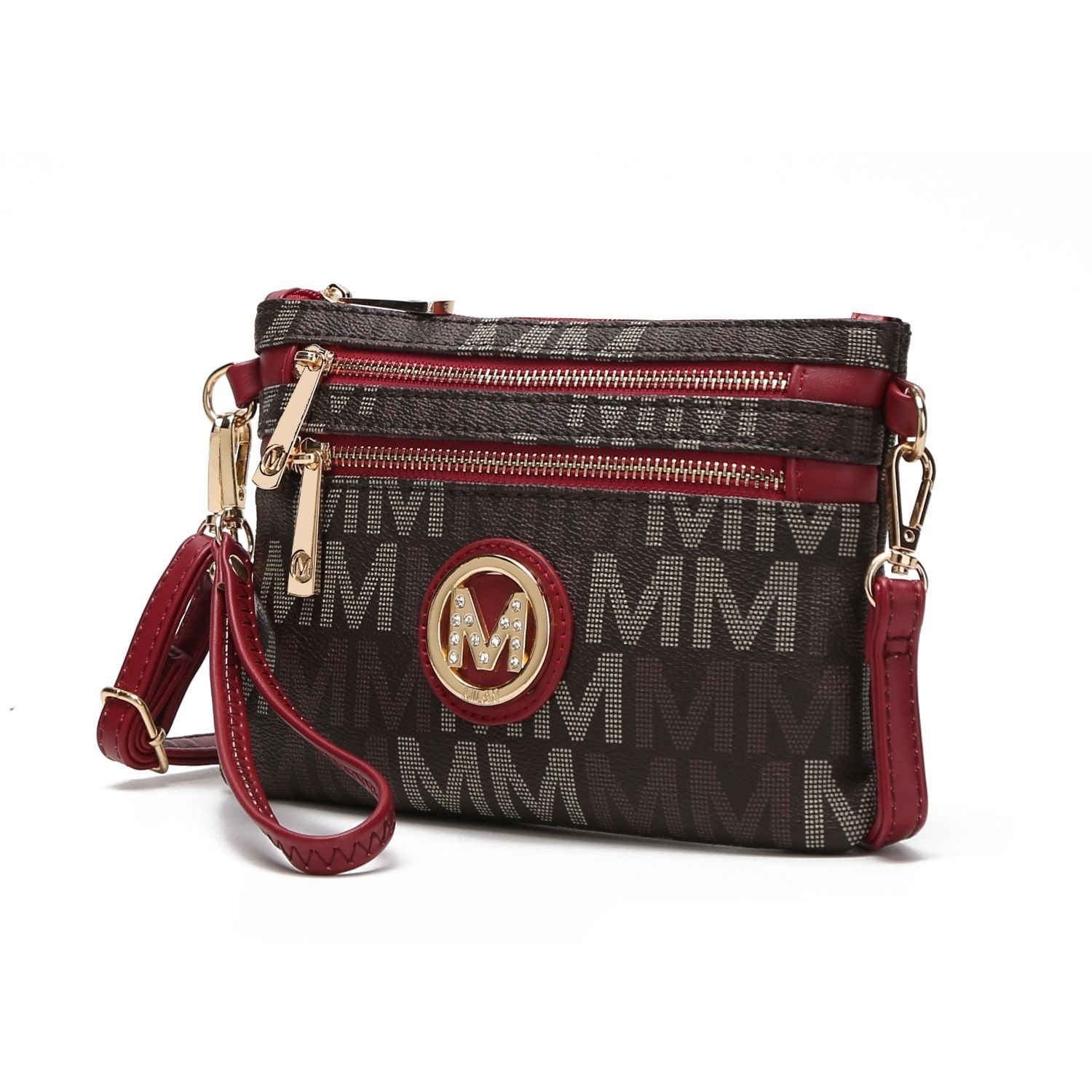 MKF Collection Helen Milan M Signature Crossbody Handbag Wristlet By Mia K. - Red
