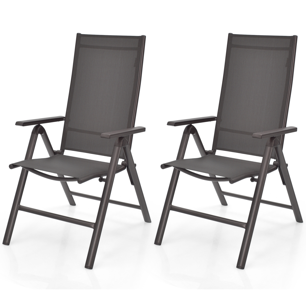 Set Of 2 Folding Patio Dining Chair Camping Chair W/ Adjustable Backrest