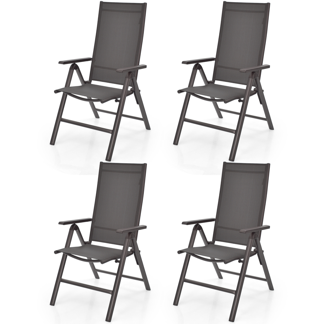 Set Of 4 Folding Patio Dining Chair Camping Chair W/ Adjustable Backrest