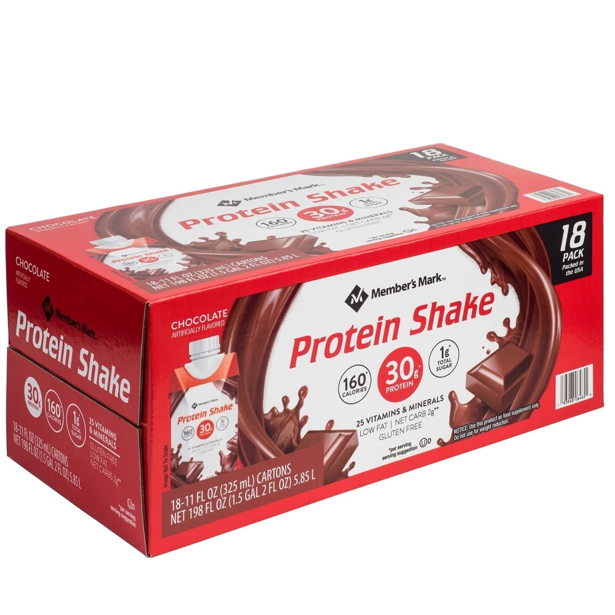 Member's Mark High Protein Chocolate Shake, 11 Fluid Ounce (Pack Of 18)