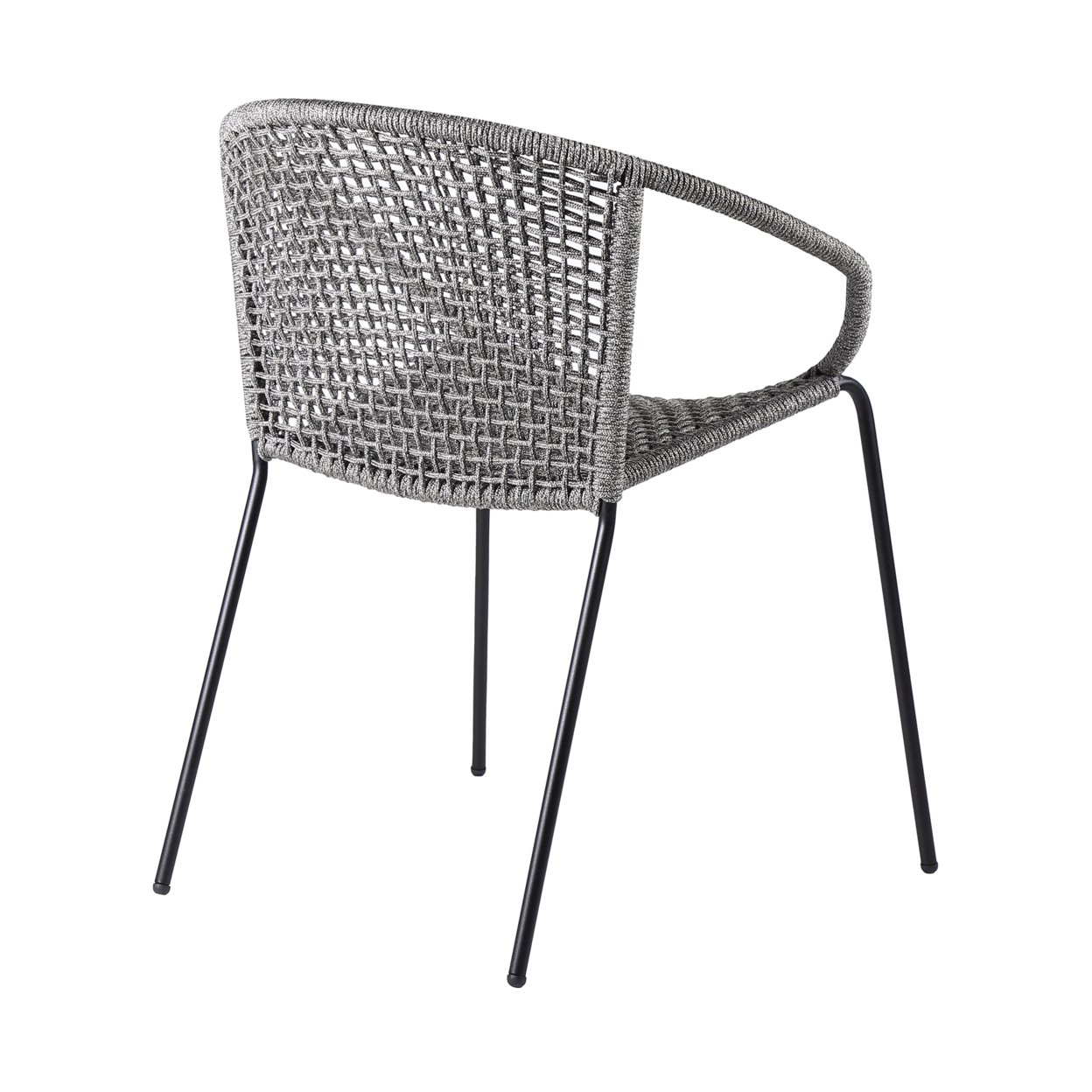 Dining Chair With Interwoven Geometric Seat And Back, Set Of 2, Light Gray- Saltoro Sherpi