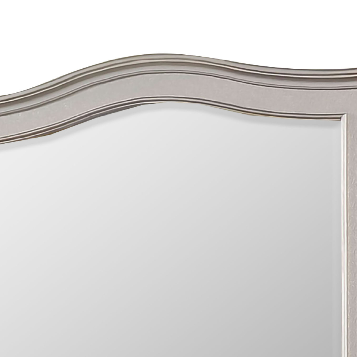 Curved Top Wooden Frame Mirror With Molded Details, Silver- Saltoro Sherpi