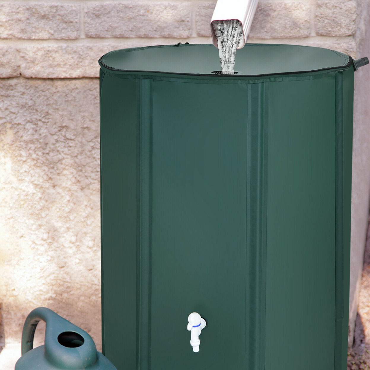 100 Gallon Portable Rain Barrel Water Collector CollapsibleTank W /Spigot Filter