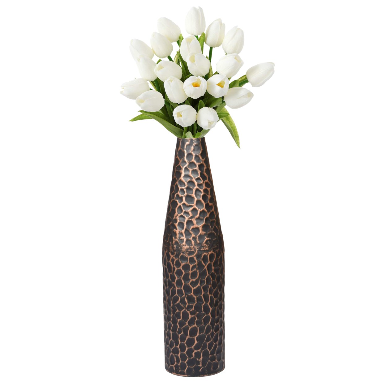 Hammered Metal Decorative Centerpiece Flower Table Vase - Small