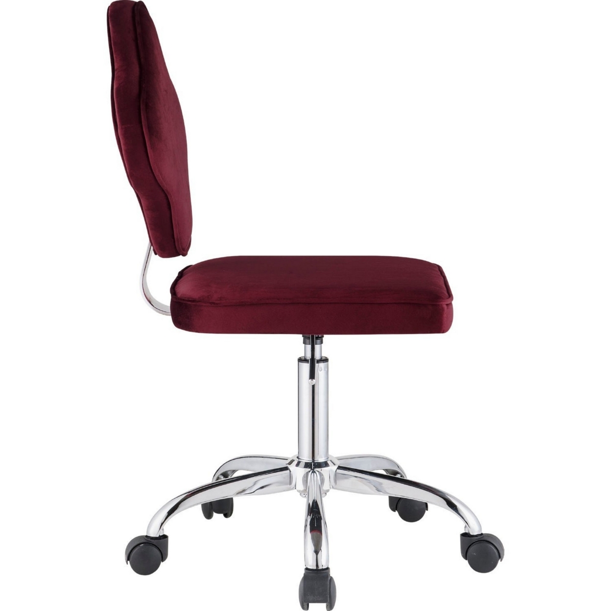 Office Chair With Leaf Shape Back And Metal Star Base, Red- Saltoro Sherpi