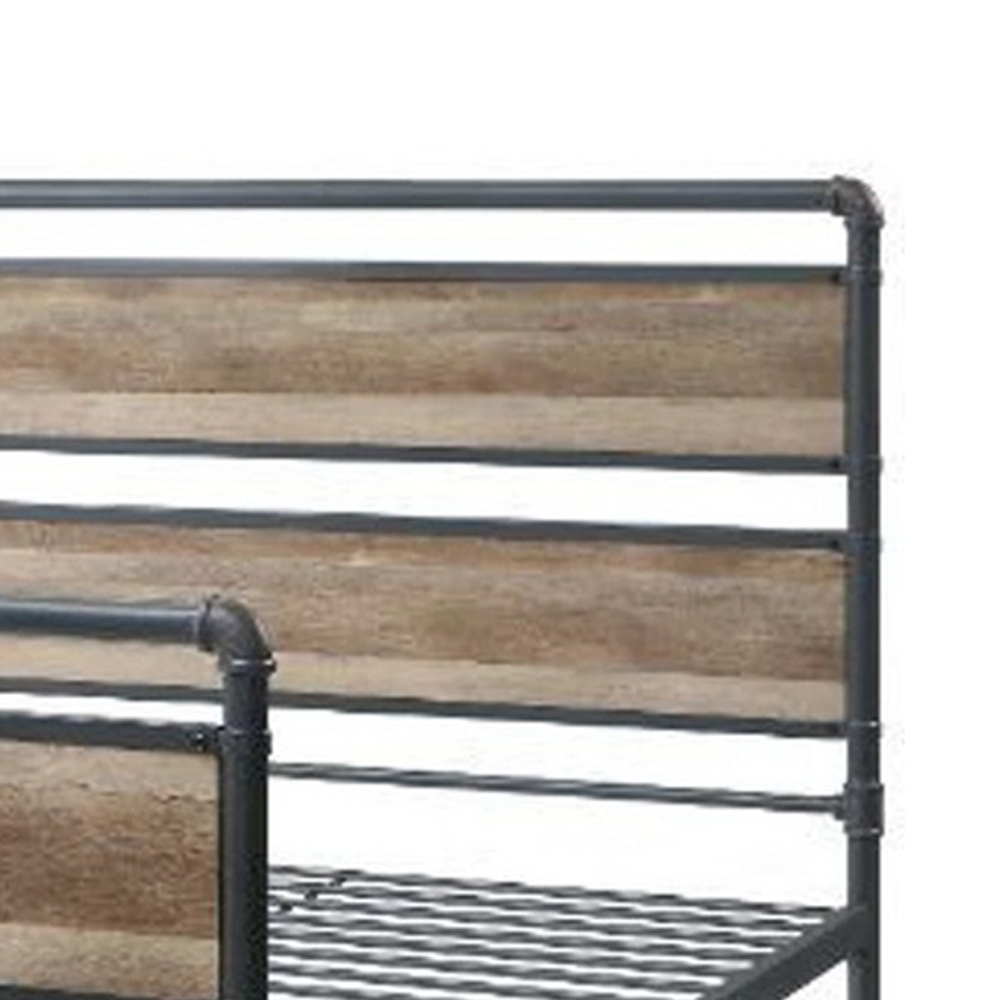 Metal Framed Full Bed, Brown And Gray- Saltoro Sherpi