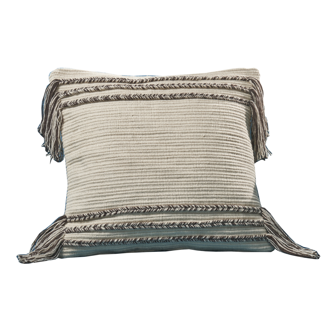Veria 18 X 18 Decorative Pillow Cover With Striped Patchwork The Urban Port, Beige- Saltoro Sherpi
