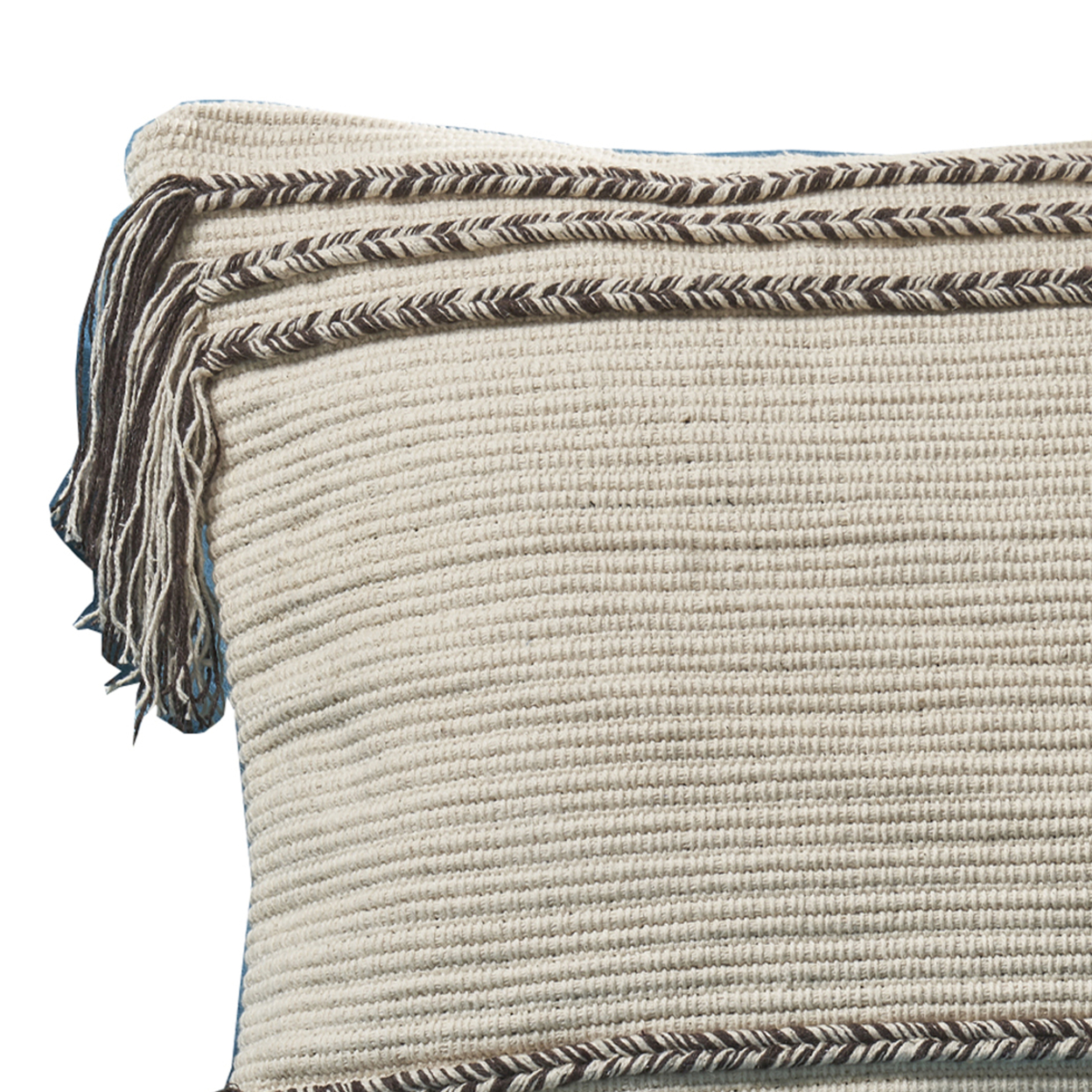 Veria 18 X 18 Decorative Pillow Cover With Striped Patchwork The Urban Port, Beige- Saltoro Sherpi