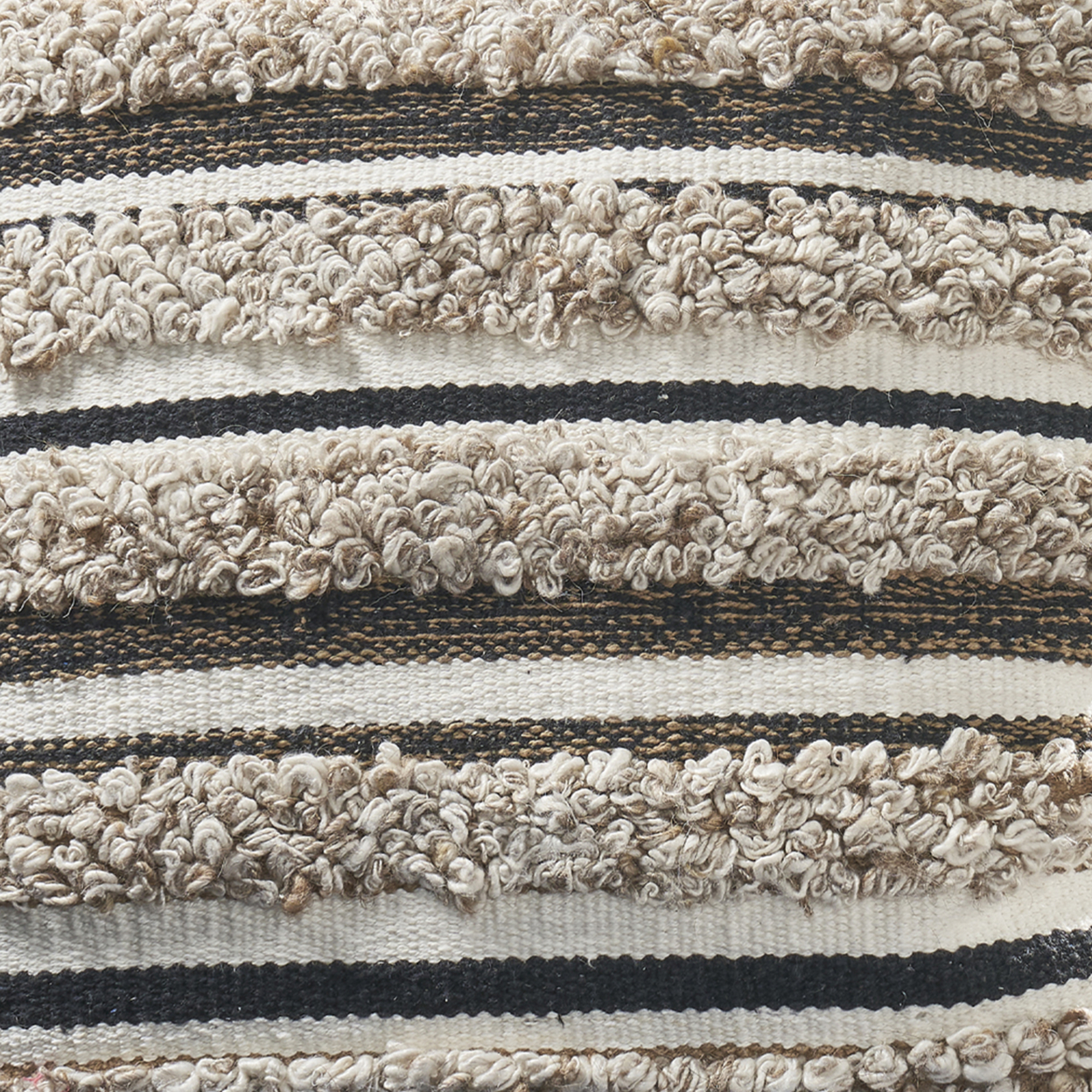 Veria Pillow Cover With Stripes And Shaggy Texture The Urban Port, Multicolor- Saltoro Sherpi