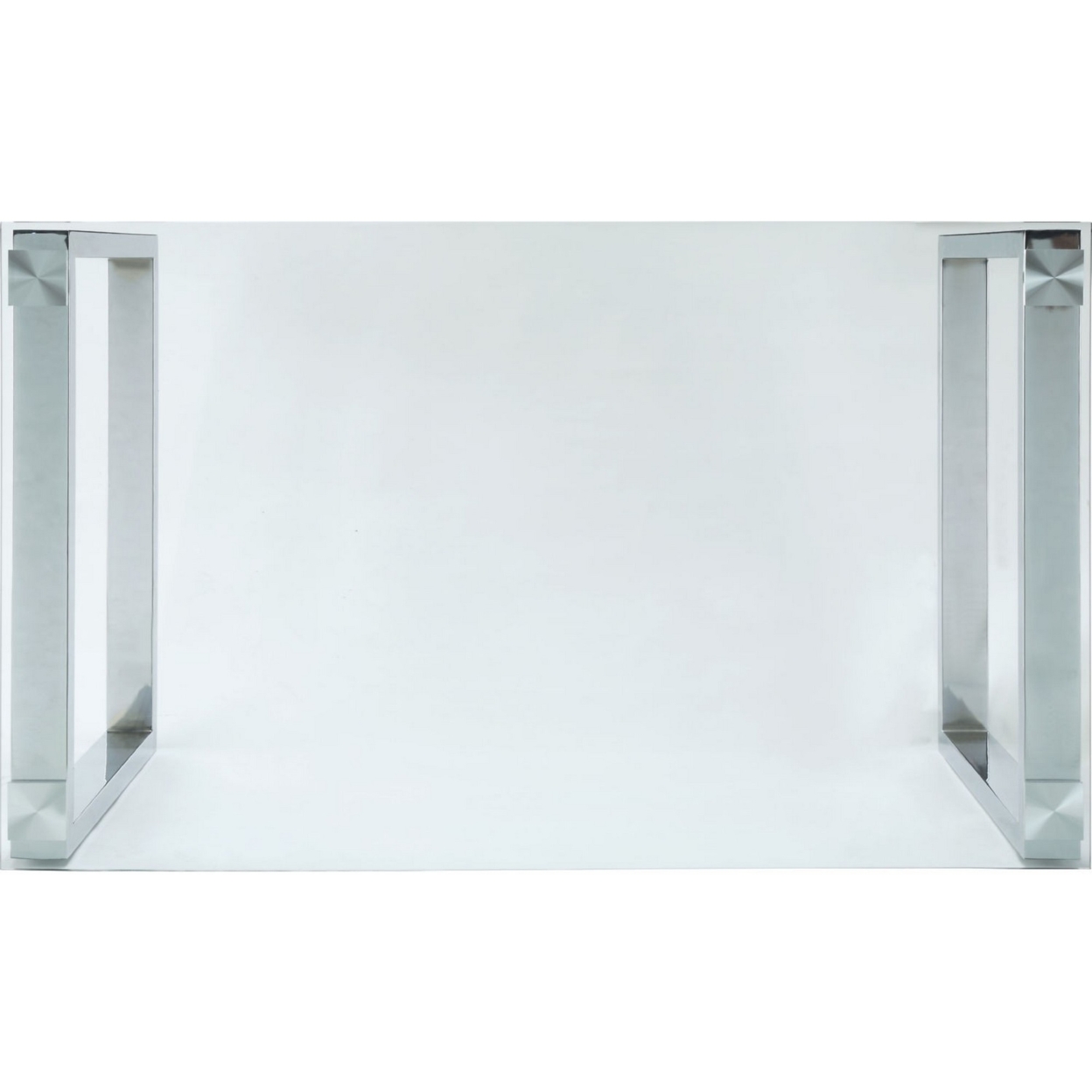 Clear Glass Top Dining Table With Metal Sled Base And Chrome Finish- Saltoro Sherpi