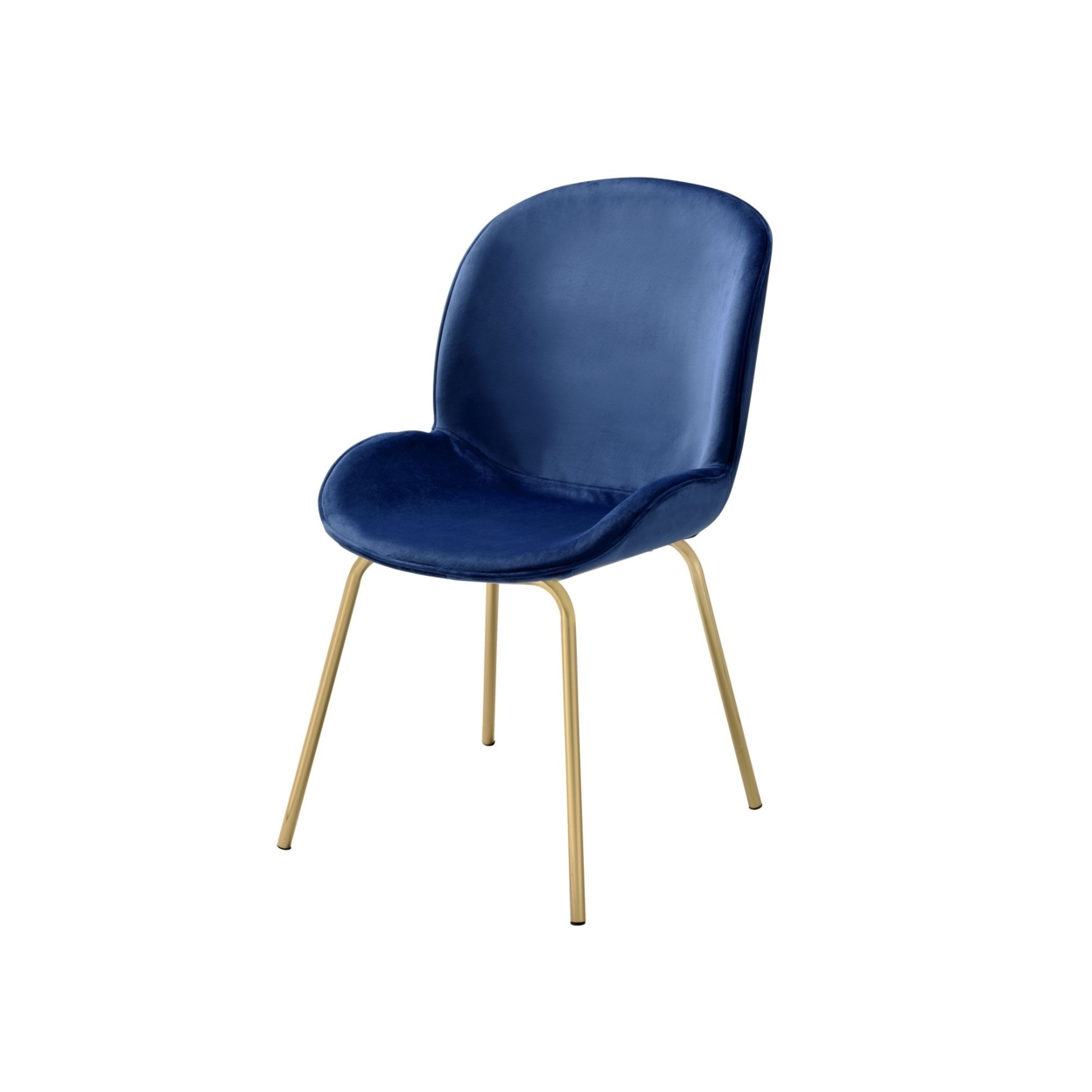 Side Chair With Fabric And Bucket Design, Set Of 2, Blue And Gold- Saltoro Sherpi