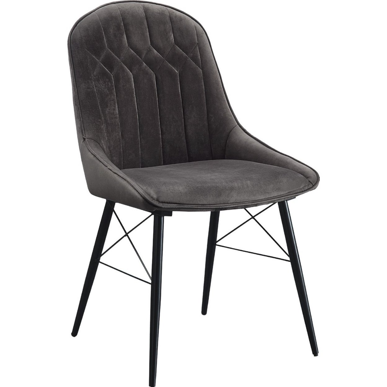 Fabric Upholstered Side Chair, Set Of 2, Gray And Black- Saltoro Sherpi