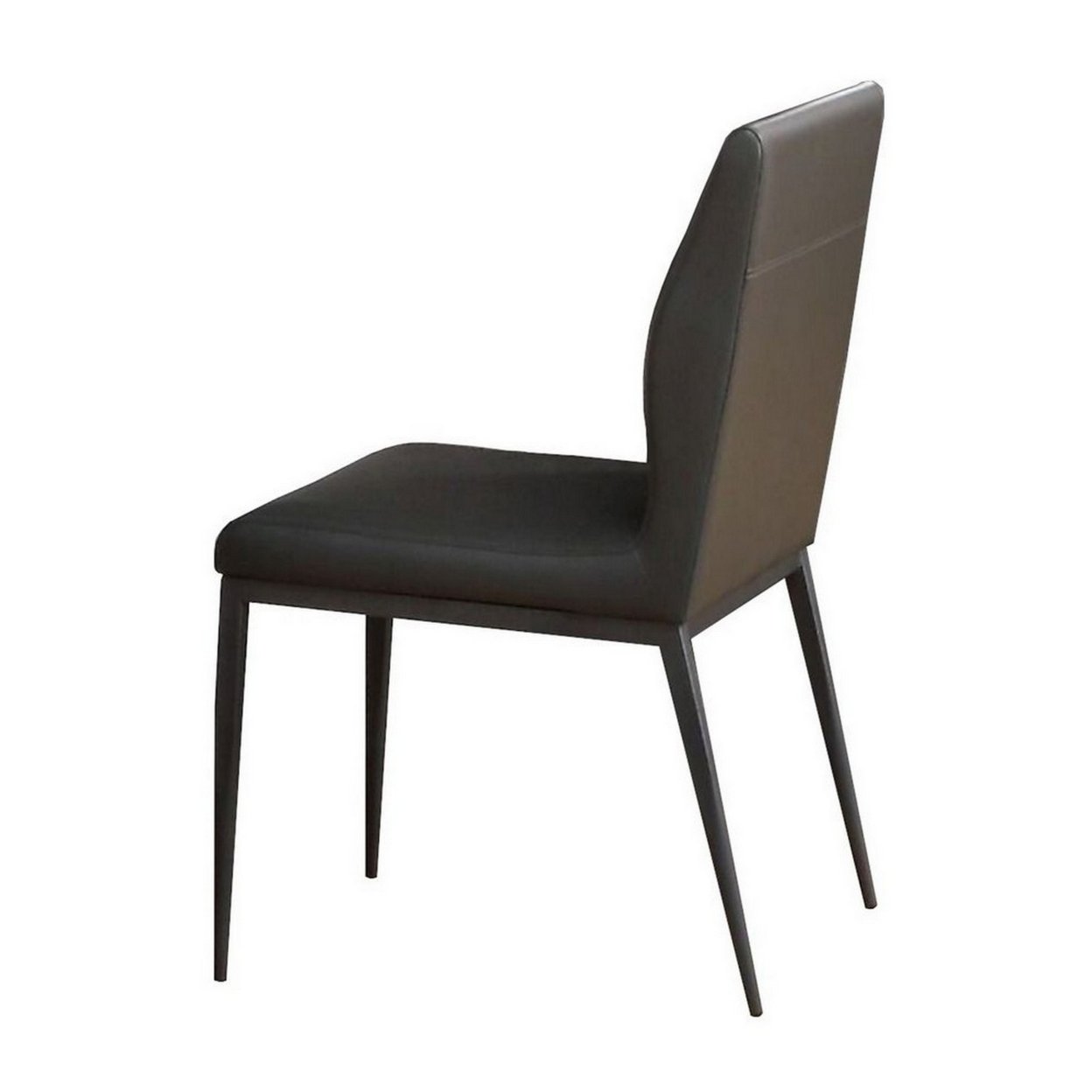 Chair With Faux Leather And Sleek Metal Legs, Gray- Saltoro Sherpi