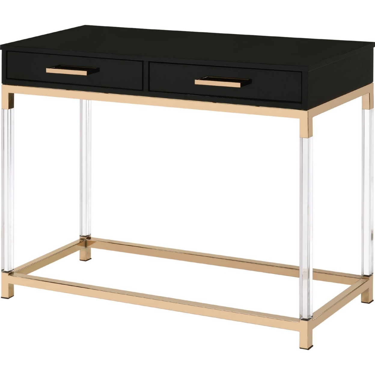 Metal Base Framed Console Table, Black And Gold- Saltoro Sherpi