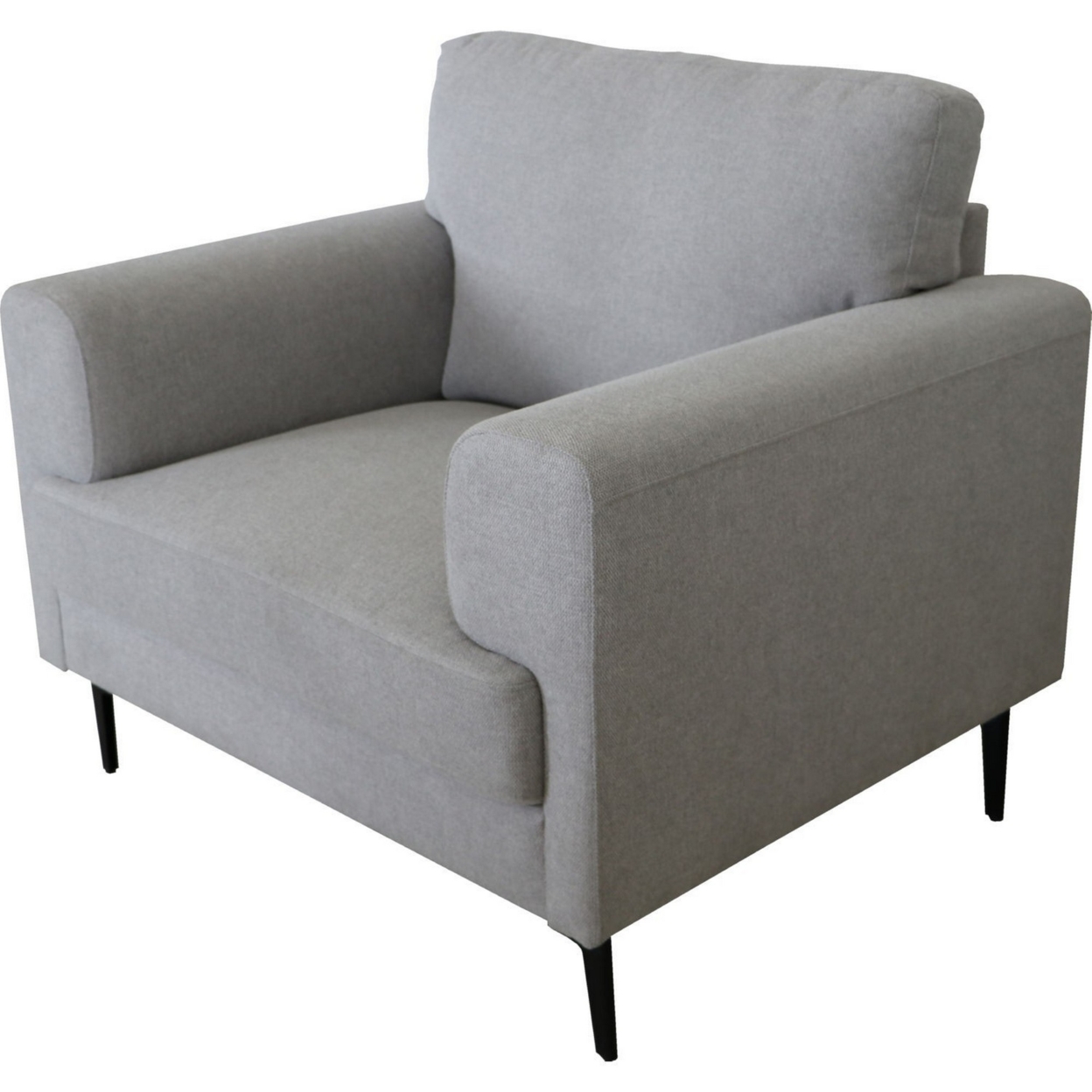 Chair With Fabric Upholstery And Sleek Metal Legs, Gray- Saltoro Sherpi