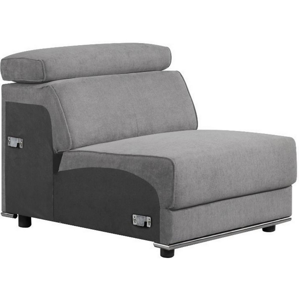 Fabric Upholstered Modular Armless Chair, Dark Gray- Saltoro Sherpi