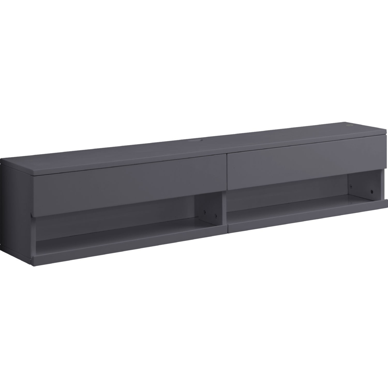 Floating TV Stand With 2 Storage Drawers And LED, Gray- Saltoro Sherpi