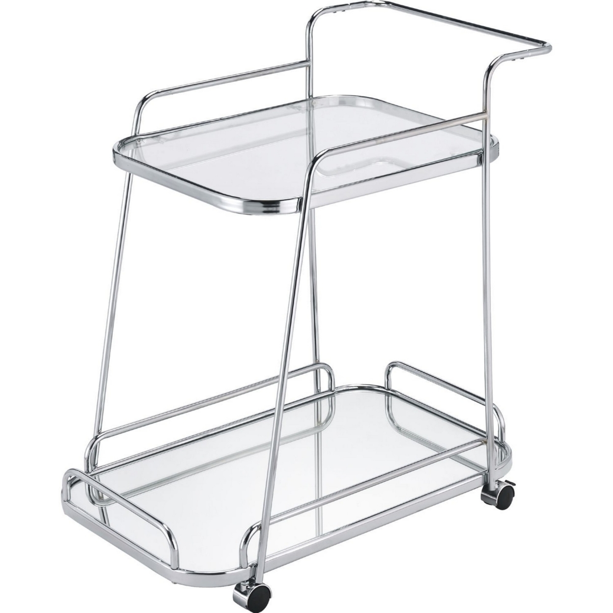 Clear Glass 2-Tier Serving Cart With Chrome Finish- Saltoro Sherpi