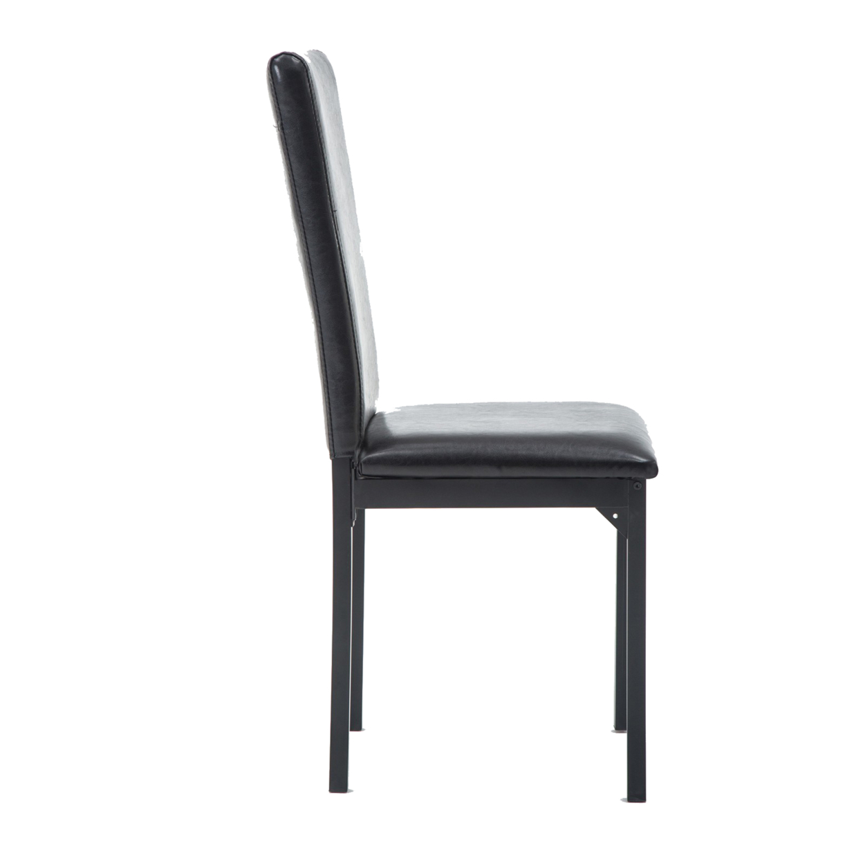 Leatherette Elongated Back Dining Chair, Set Of 4, Black- Saltoro Sherpi