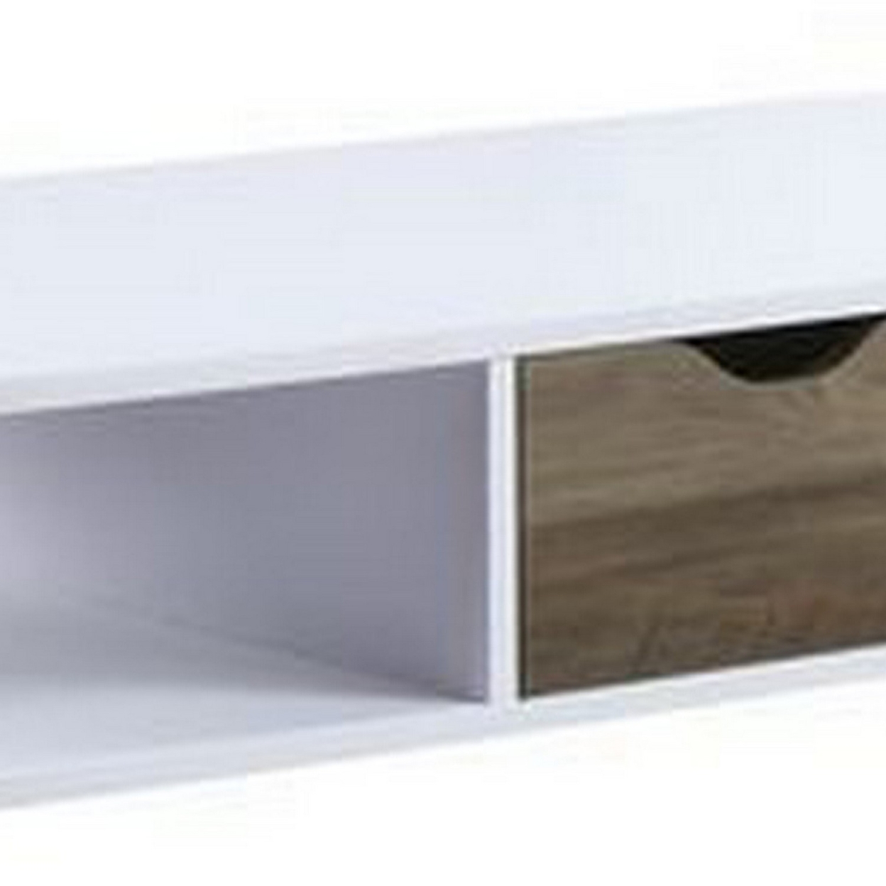 Coffee Table With Melamine Paper Veneer Top And 1 Drawer, White- Saltoro Sherpi