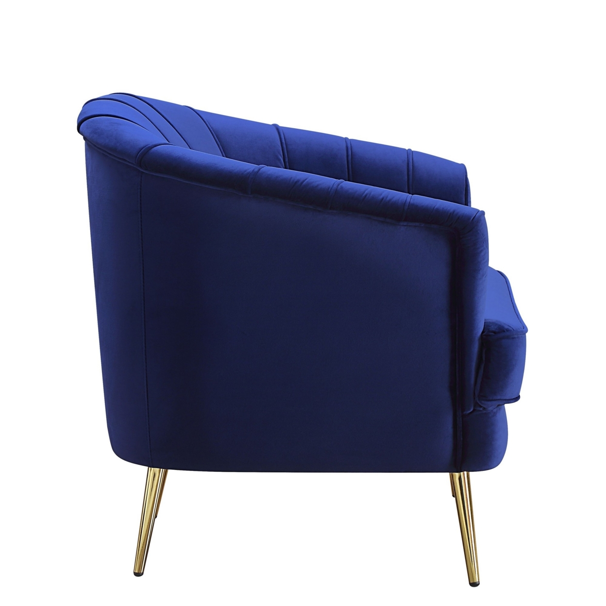 Chair With Vertical Channel Tufting And Sloped Arms, Navy Blue- Saltoro Sherpi