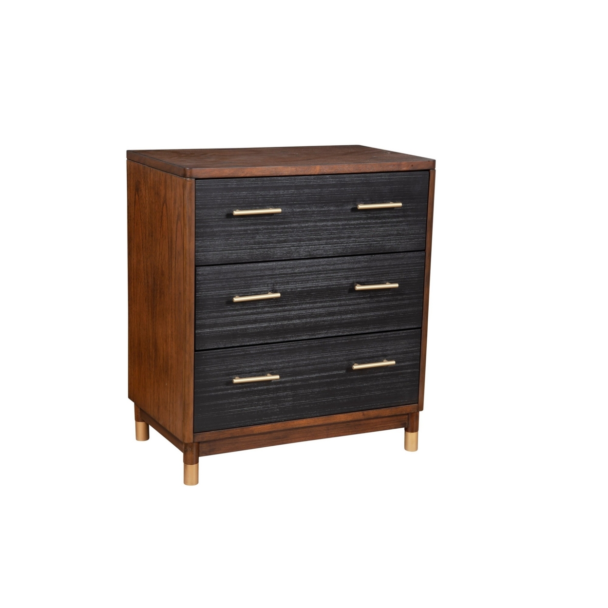 Chest With 3 Drawers And Round Legs, Brown And Black- Saltoro Sherpi