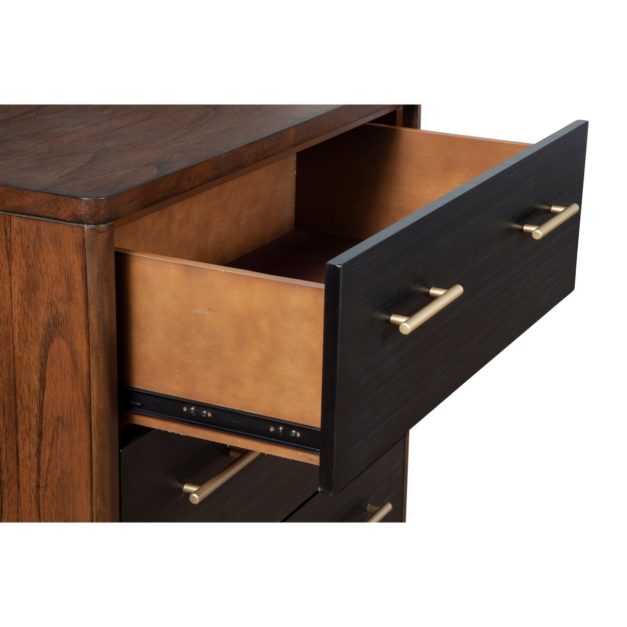 Chest With 3 Drawers And Round Legs, Brown And Black- Saltoro Sherpi