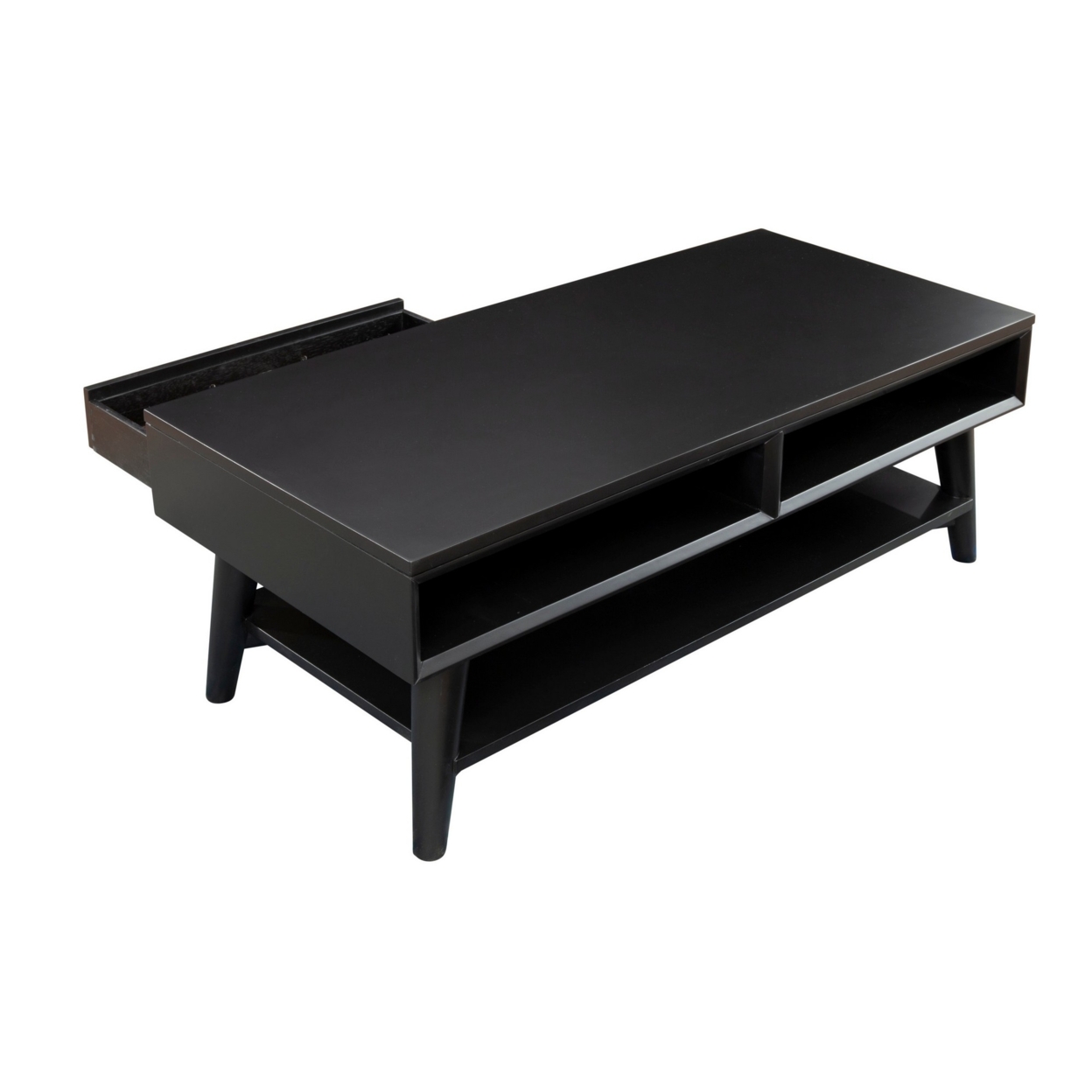 Coffee Table With 1 Drawer And Open Shelf, Black- Saltoro Sherpi