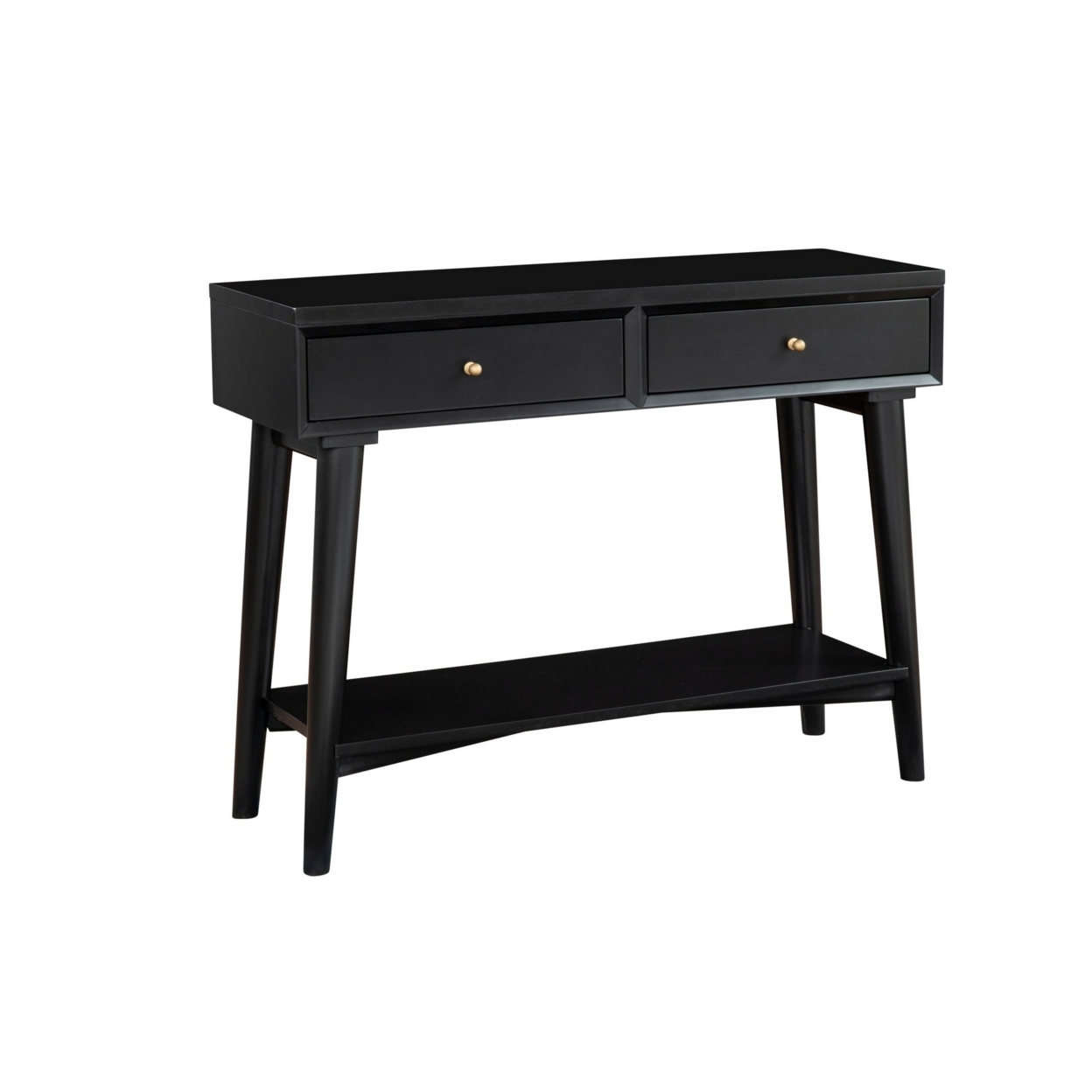 Console Table With 2 Drawers And Angled Legs, Black- Saltoro Sherpi