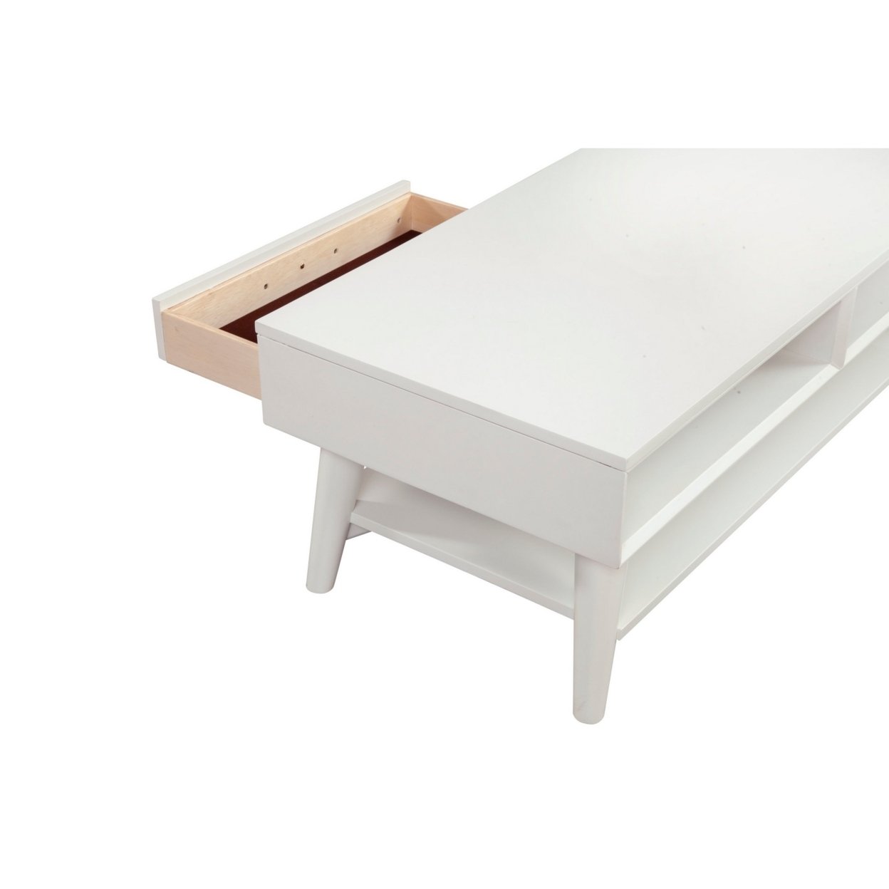 Coffee Table With 1 Drawer And Open Shelf, White- Saltoro Sherpi