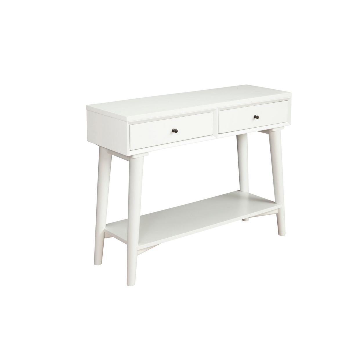 Console Table With 2 Drawers And Angled Legs, White- Saltoro Sherpi