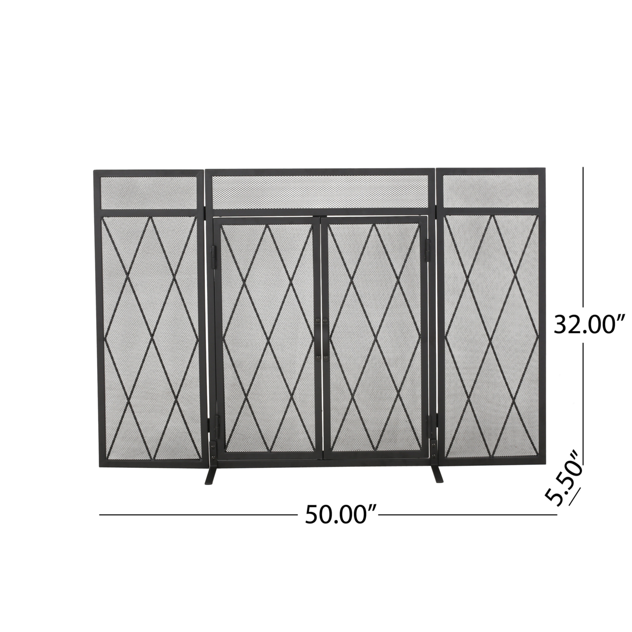 Kyomi Modern Iron Folding Fireplace Screen With Door