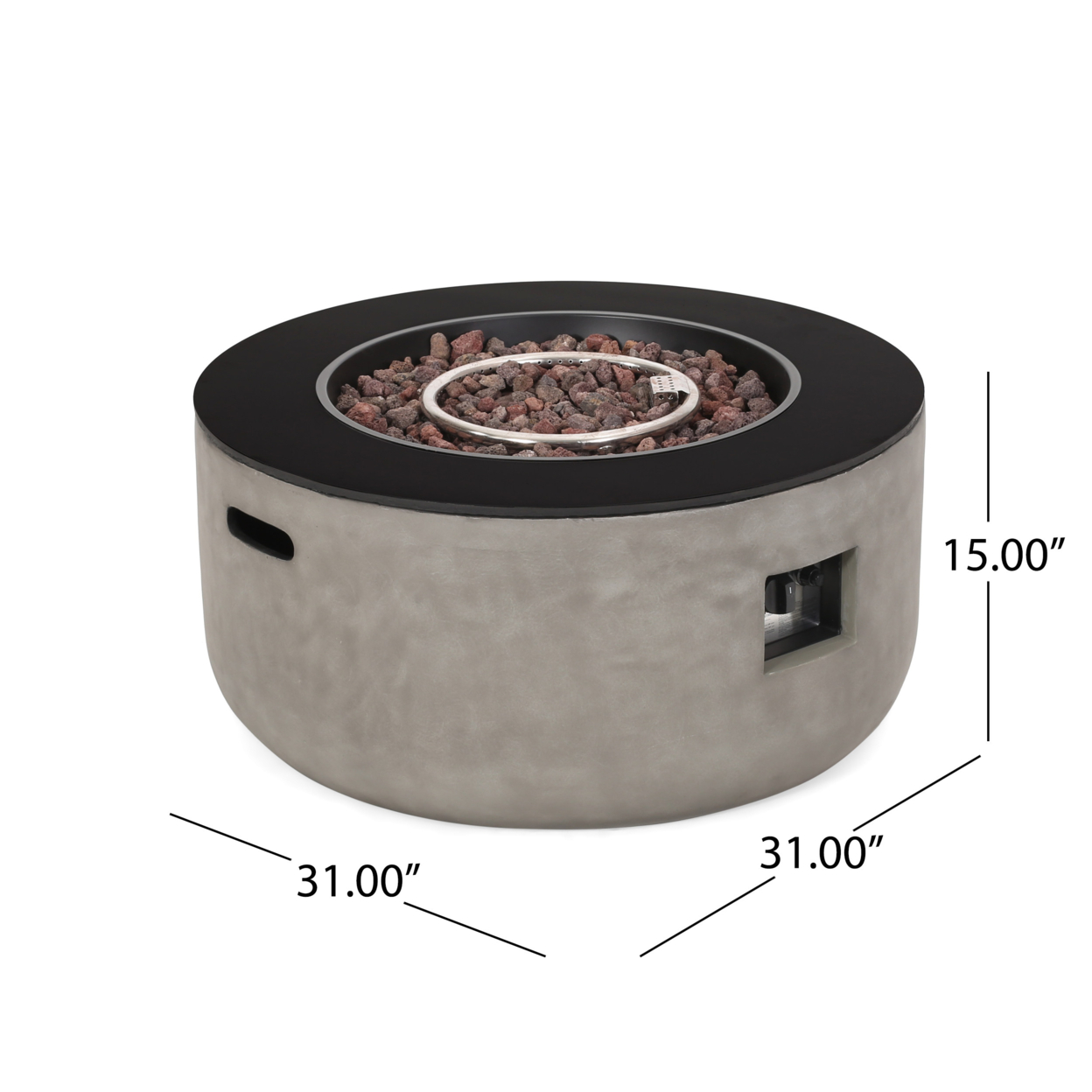 Laini Outdoor Modern 31-Inch Circular Fire Pit With Tank Holder