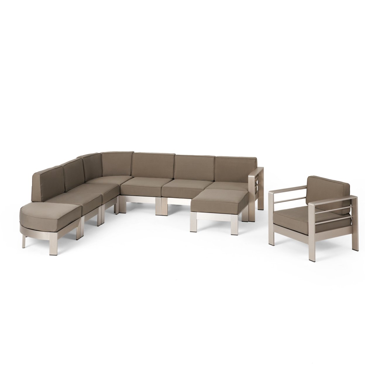 Cherie Half Round 6 Seater Sectional Set With Ottoman