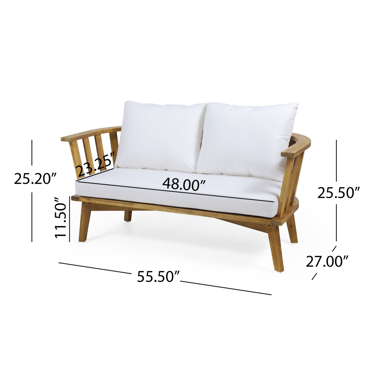 Laiah Outdoor Wooden Loveseat And Coffee Table Set