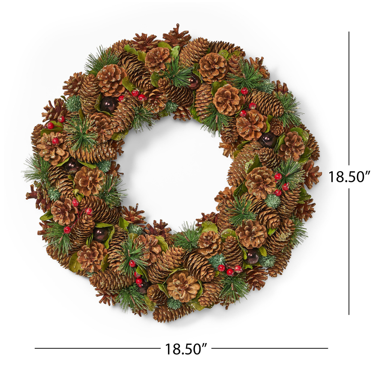 Dakari 18.5 Pine Cone And Glitter Unlit Artificial Christmas Wreath