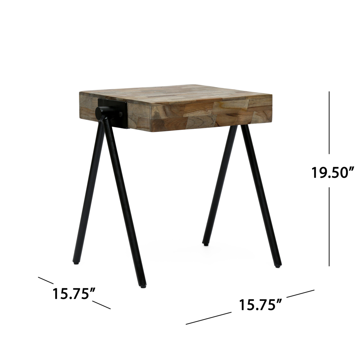 Delliah Handcrafted Modern Industrial Mango Wood Side Table