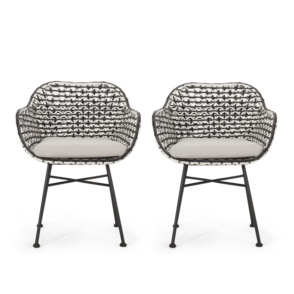 Jayline Outdoor Wicker Chair With Cushion (Set Of 2)