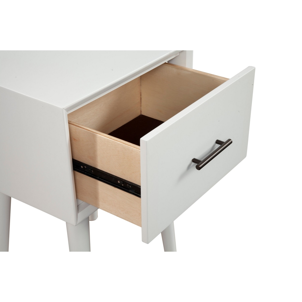 End Table With 1 Drawer And Angled Legs, White- Saltoro Sherpi