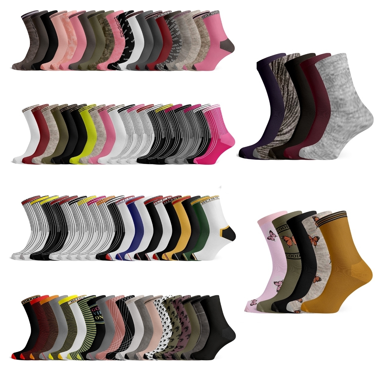 10-Pairs: Women’s Breathable Fun + Funky Colorful Crew Socks