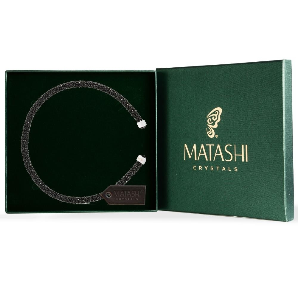 Matashi Black Glittery Luxurious Crystal Bangle Bracelet