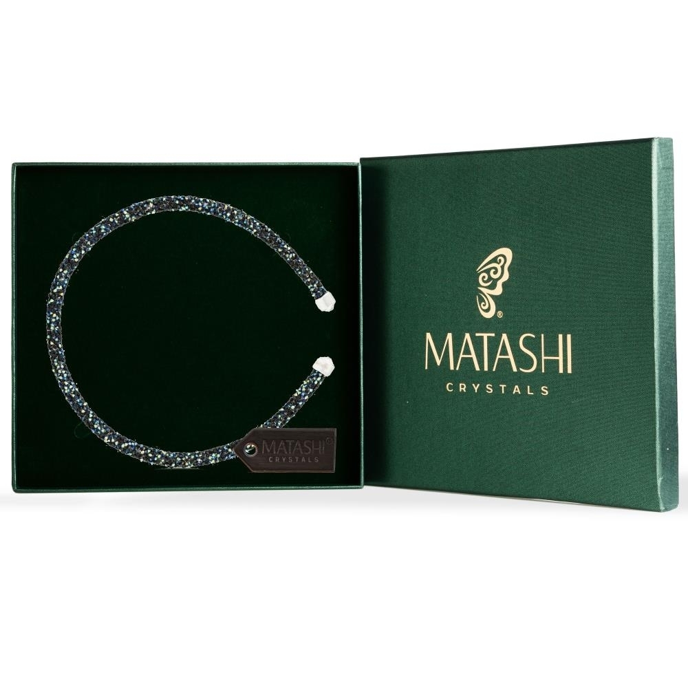 Matashi Blue And Black Glittery Luxurious Crystal Bangle Bracelet