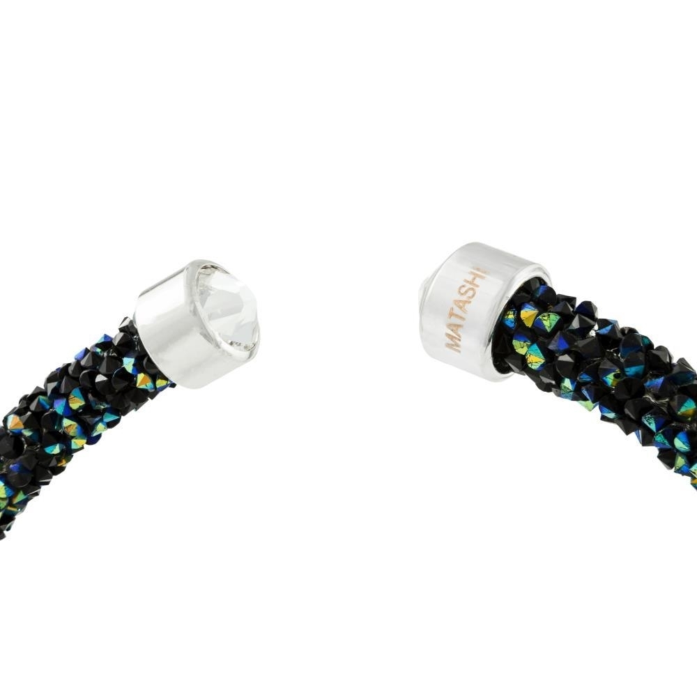 Matashi Blue And Black Glittery Luxurious Crystal Bangle Bracelet