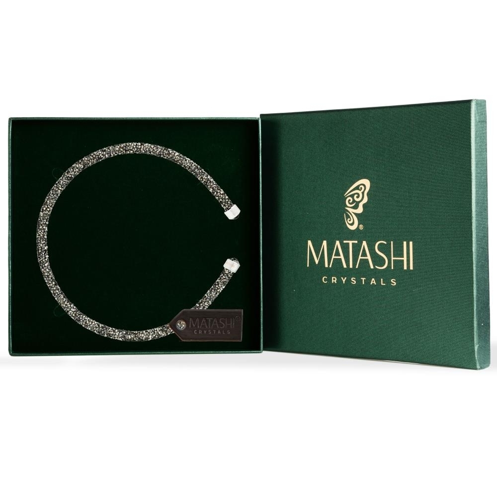 Matashi Charcoal Glittery Luxurious Crystal Bangle Bracelet