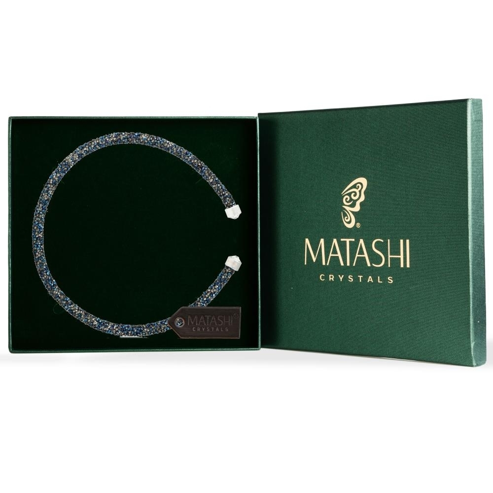 Matashi Metallic Blue Glittery Luxurious Crystal Bangle Bracelet