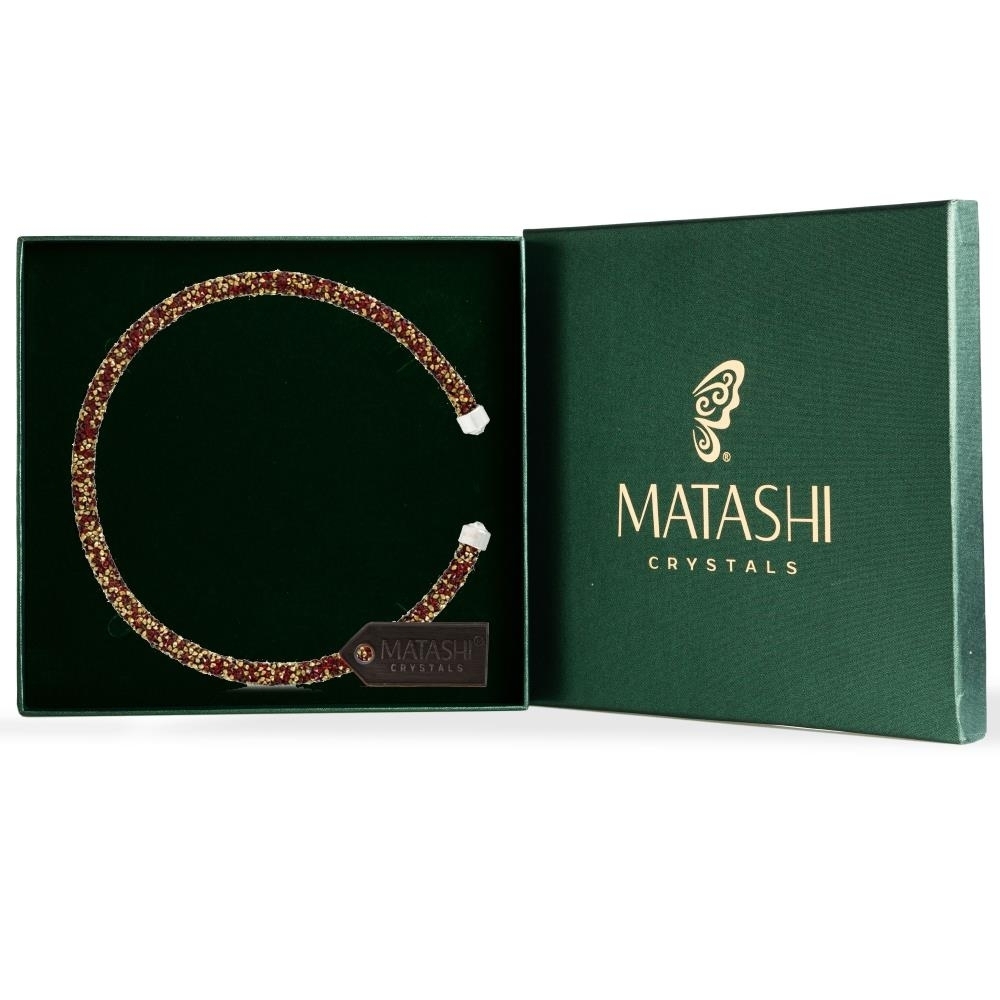 Matashi Red And Gold Glittery Luxurious Crystal Bangle Bracelet