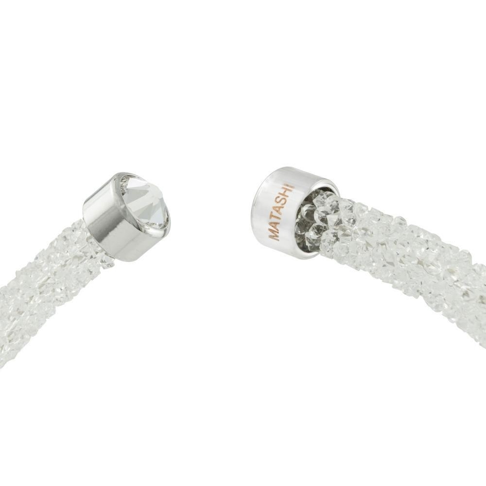 Matashi White Glittery Luxurious Crystal Bangle Bracelet